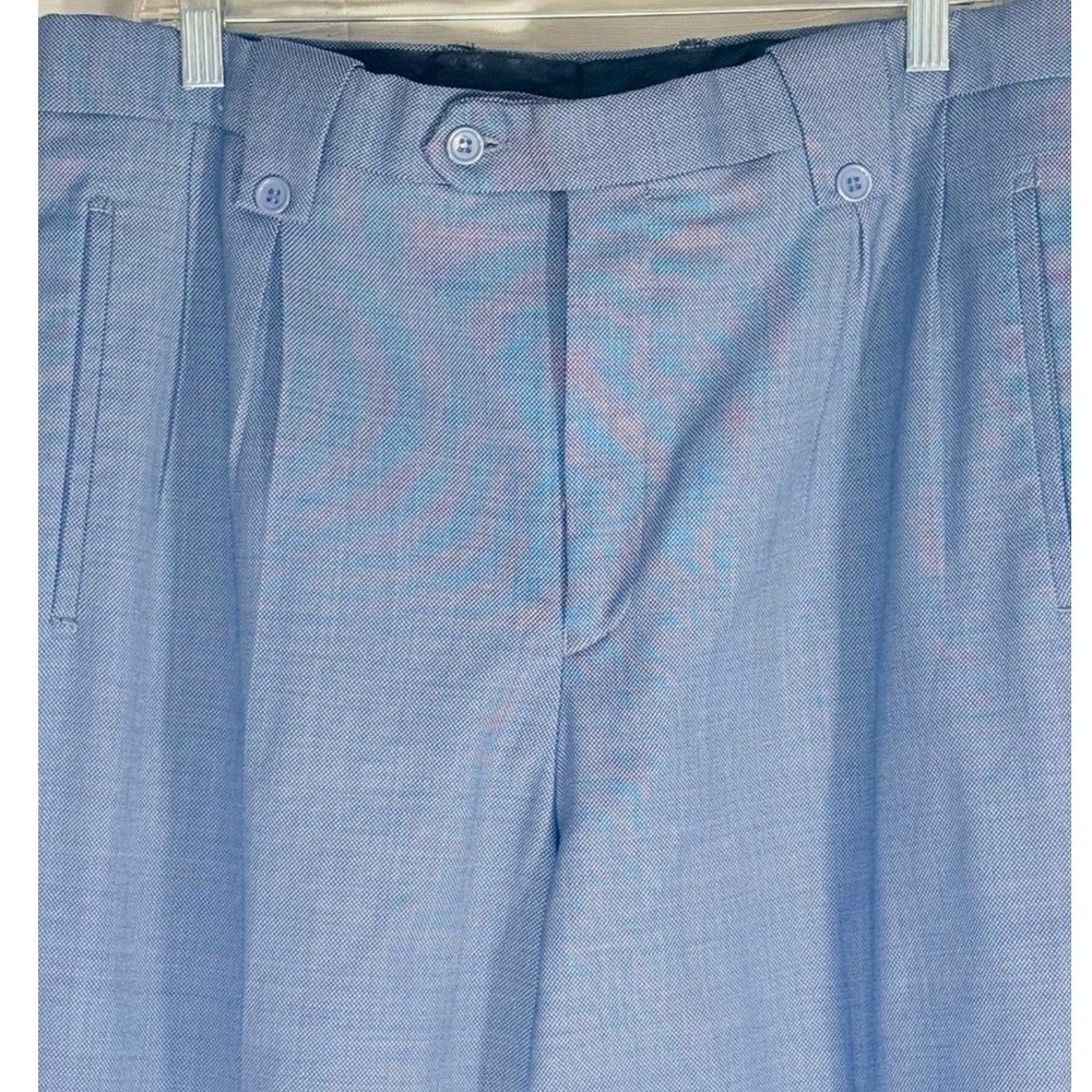 Veronesi Linen  Blue Men's Dress pants size 36W no hem 39" Classic Tailored Fit